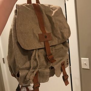 Urban Outfitters | Tan Linen Backpack